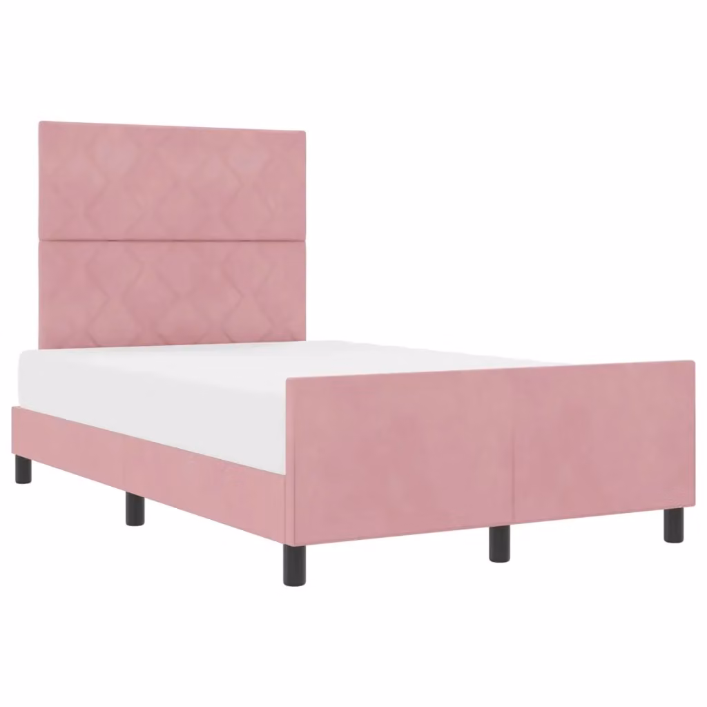 Letto contenitore moderno vidaXL in velluto rosa con testiera L/P/H: 120 x 200 x 126 cm – 2