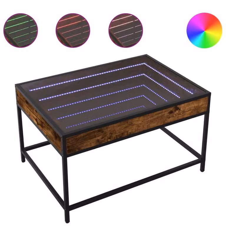 Tavolino da Salotto con LED Infinity Rovere Fumo 70x50x41 cm