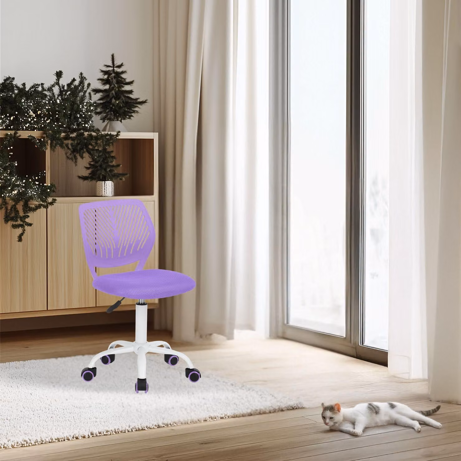 Sedia da ufficio per adolescenti, regolabile in altezza, senza braccioli, dimensioni 40,5x44x87 cm, sedia da lavoro colorata per la casa