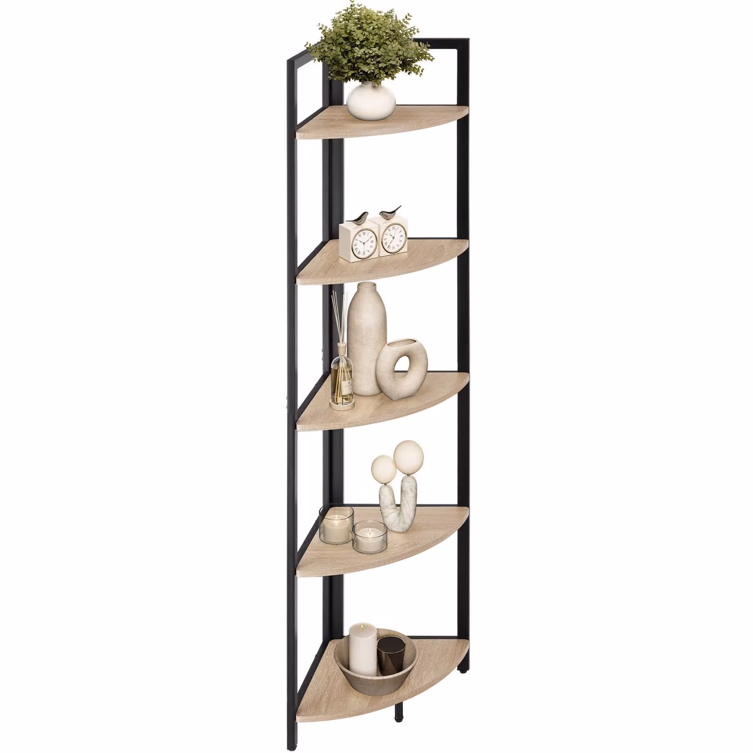 Scaffali ad angolo Castlebar tectake in stile industriale, legno rovere e metallo, marrone e nero, L/P/H: 30 x 30 x 150 cm – 3