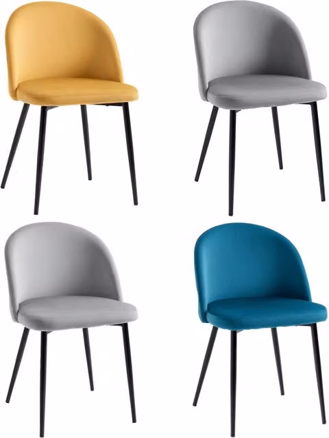 Sedia da pranzo imbottita in velluto con gambe in metallo ¨C Minimal ¨C Multicolore