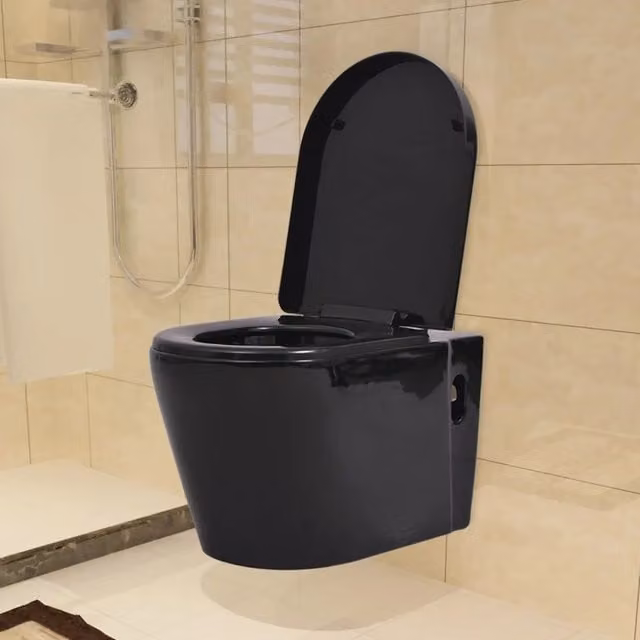 WC a Muro con Sciacquone Nascosto in Ceramica Nera CFW7296190