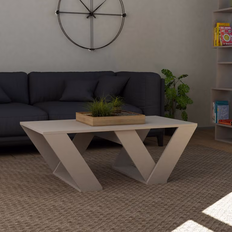 DECORTIE Pipra Tavolino moderno moka chiaro , 110 x 60 x 40 cm