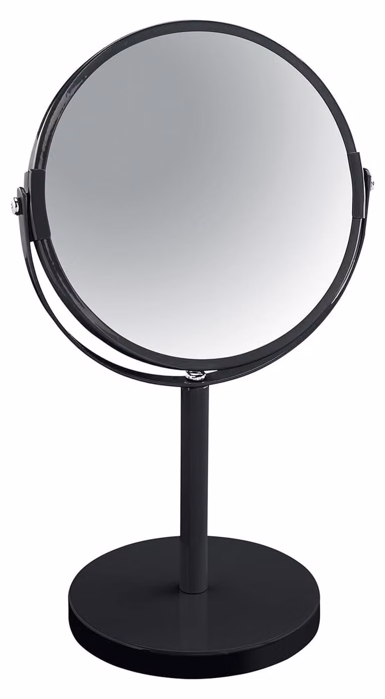 Spirella specchio per il trucco specchio cosmetico specchio da terra specchio da bagno "Sydney" ingrandimento 2 volte - Ø 17cm - nero