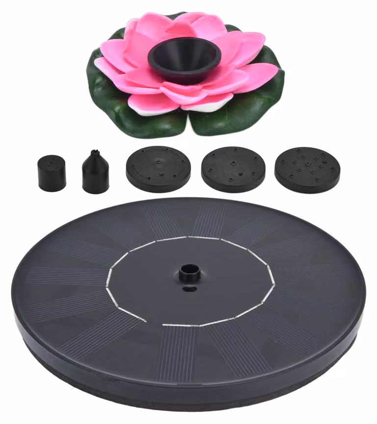 Pompa per fontana solare Lotus, galleggiante, di dimensioni ridotte, ideale per vasche per uccelli, stagni ornamentali e piscine all'aperto