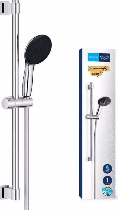 Set doccia, Grohe Vitalio Start 110, 1 getto, asta da 60 cm, tubo da 1,75 m, risparmio idrico, cromato