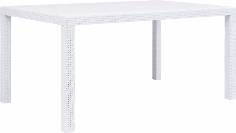 The Living Store Tavolo da giardino bianco 150 x 90 x 72 cm in plastica effetto rattan