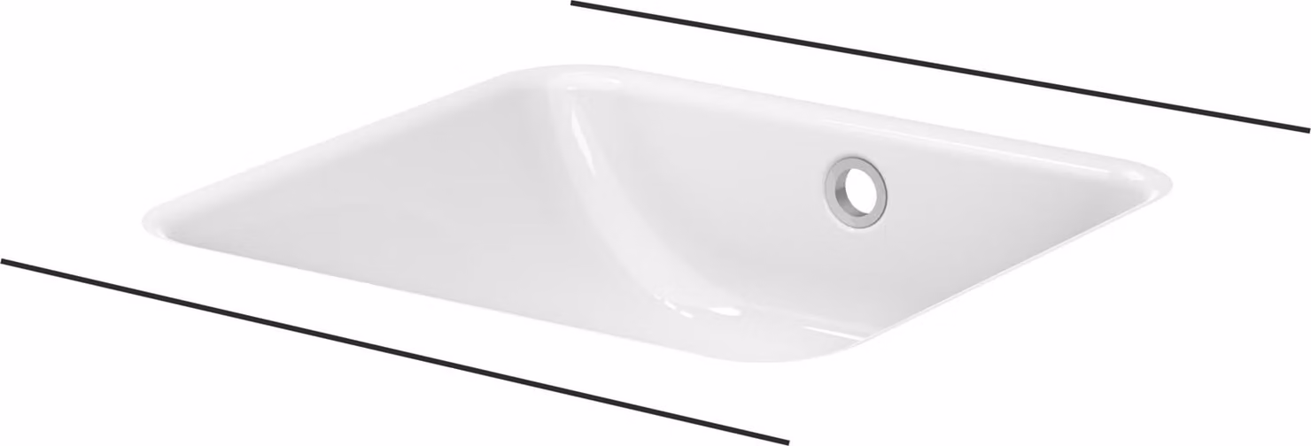 BetteOne lavabo à encastrer, rectangulaire, sans trou pour robinet, avec trop-plein, 434x416x130mm, A135-000PW, A135-000PW