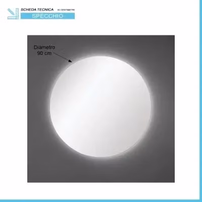 Specchio tondo INBAGNO con illuminazione perimetrale a LED e finitura bianca, Diametro: 90 cm – 2
