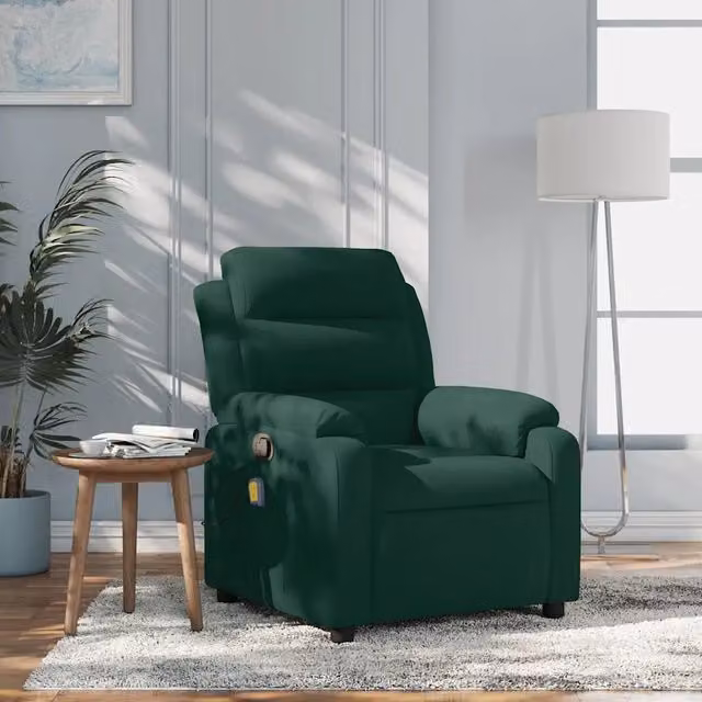 Poltrona reclinabile relax vidaXL in velluto verde con braccioli e struttura in legno e metallo