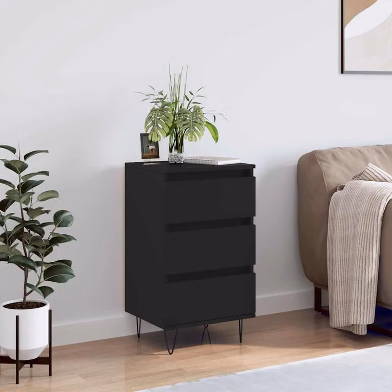 Credenza moderna vidaXL in legno e metallo nera L/P/H: 40 x 35 x 70 cm