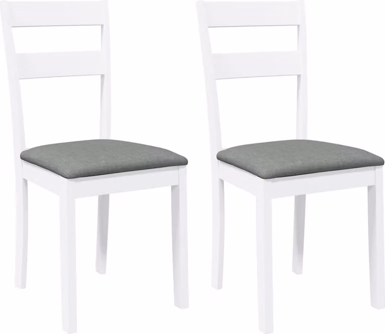 Sedie da Pranzo con Cuscini 2 pz Bianco Legno Massello di Hevea