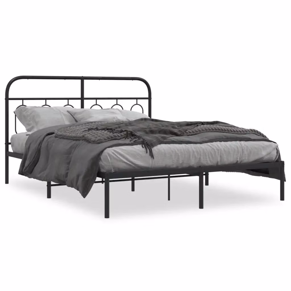 Giroletto con testiera in metallo nero vidaXL L/P: 140 x 190 cm – 2