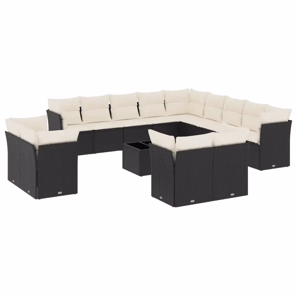 vidaXL Set Divano da Giardino a L con Cuscini e Tavolino da Caffè, Polyrattan e Metallo, Nero e Bianco – 2