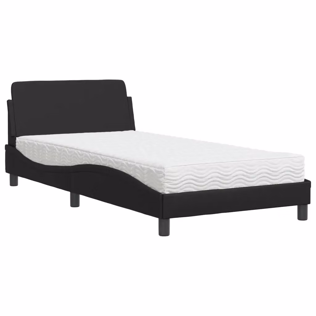 Letto con Materasso Dover vidaXL in Similpelle Nero L/P/H: 100 x 200 cm – 2