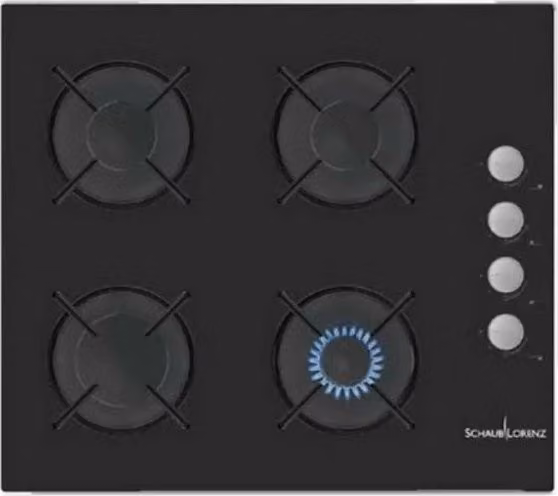Piano cottura a gas Schaub Lorenz SSPC604GL in vetro nero con 4 fuochi e accensione sottomanopola