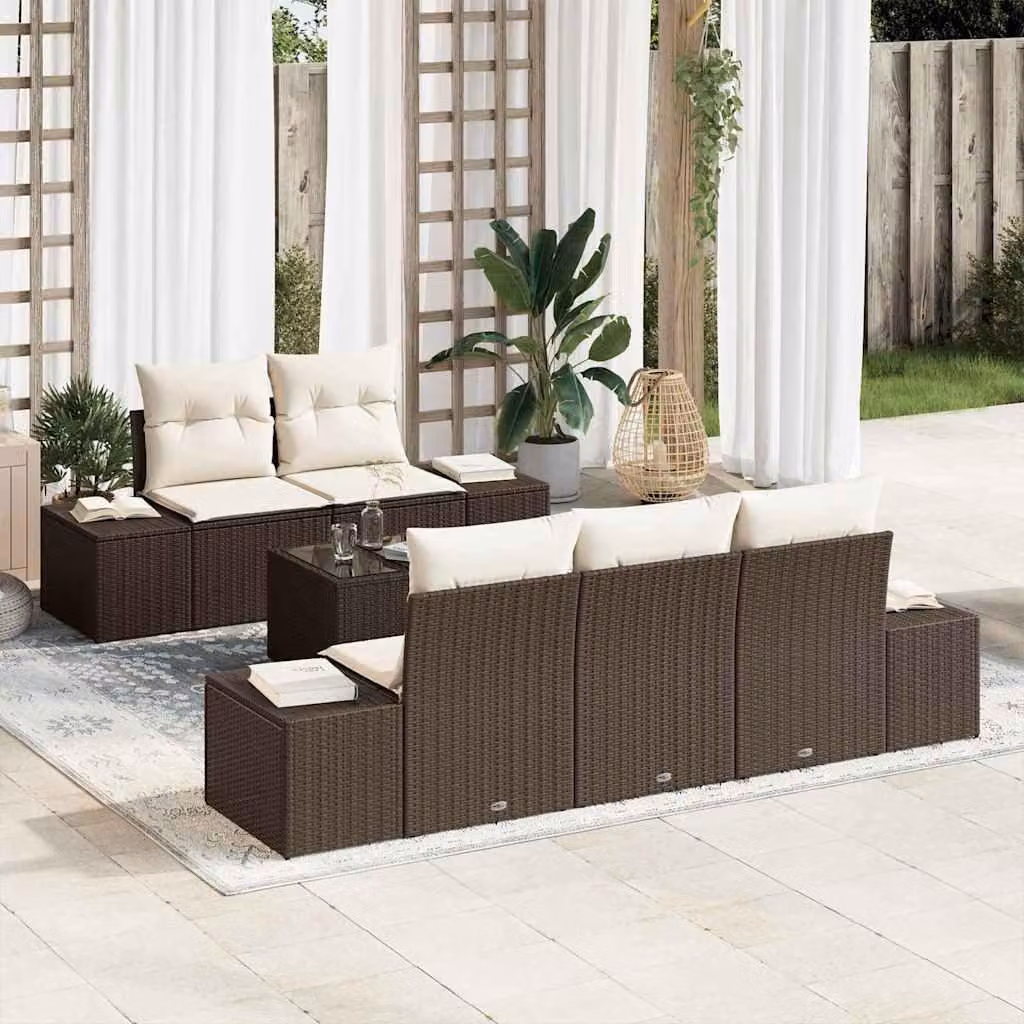 Maison Exclusive - Set divano marrone [Materiale sintetico]: rattan sintetico