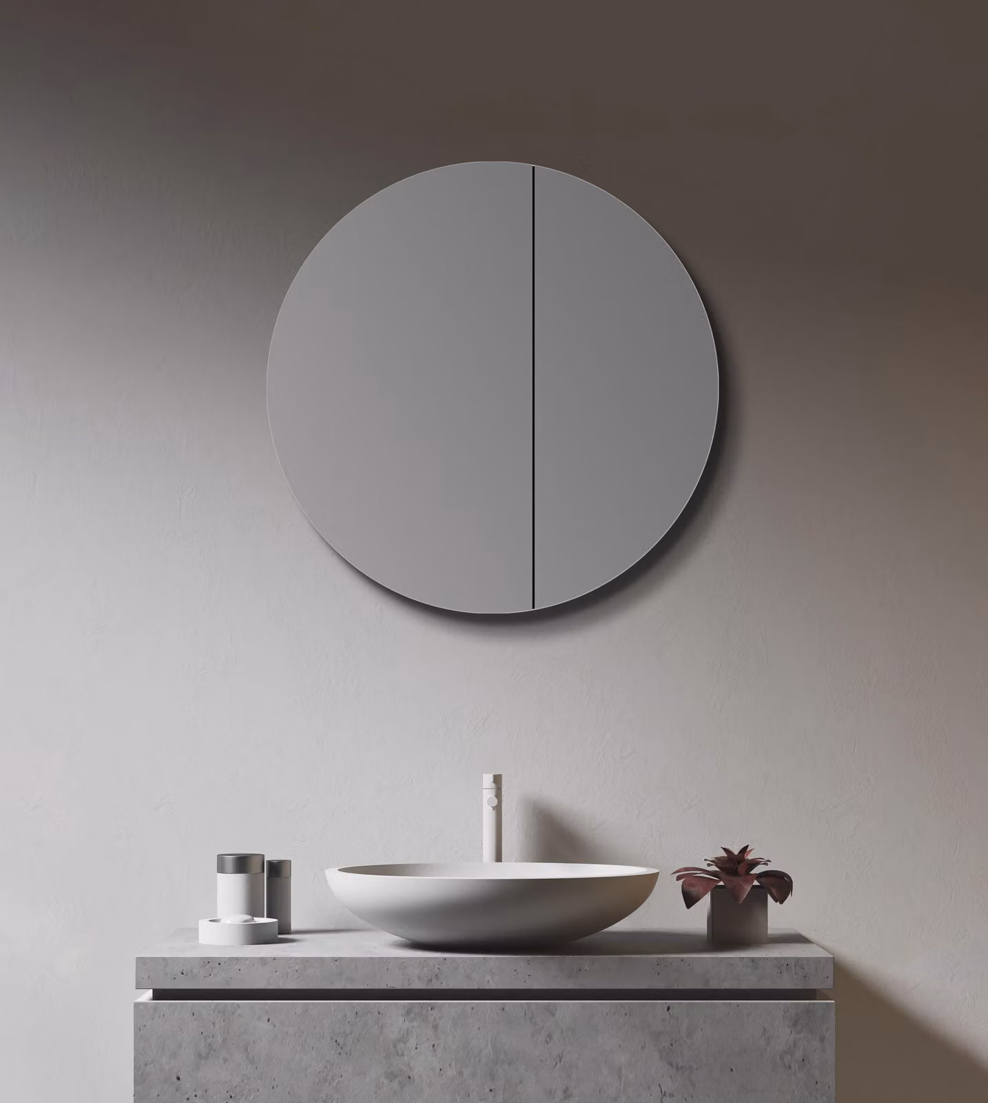 Specchio da bagno TALOS rotondo Ø 60 cm - Specchio da bagno con corpo in alluminio di alta qualità - Specchio da bagno con due ripiani in vetro