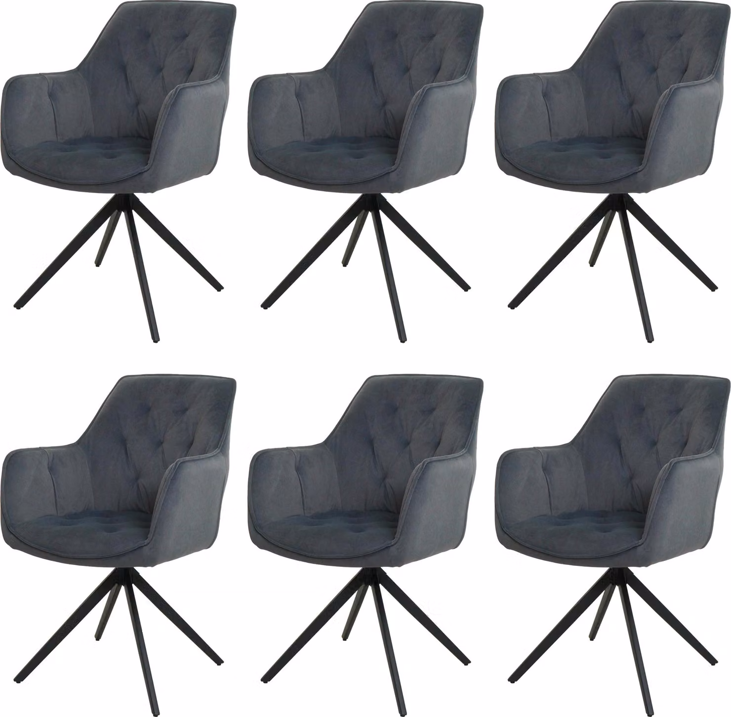 Set di 6 sedie da sala da pranzo | A x L x P 87 x 55 x 60 cm | Altezza seduta 48 cm | Metallo Tessuto/Tessuto | Antracite | Sedia da cucina Sedia imbottita Sedia con braccioli
