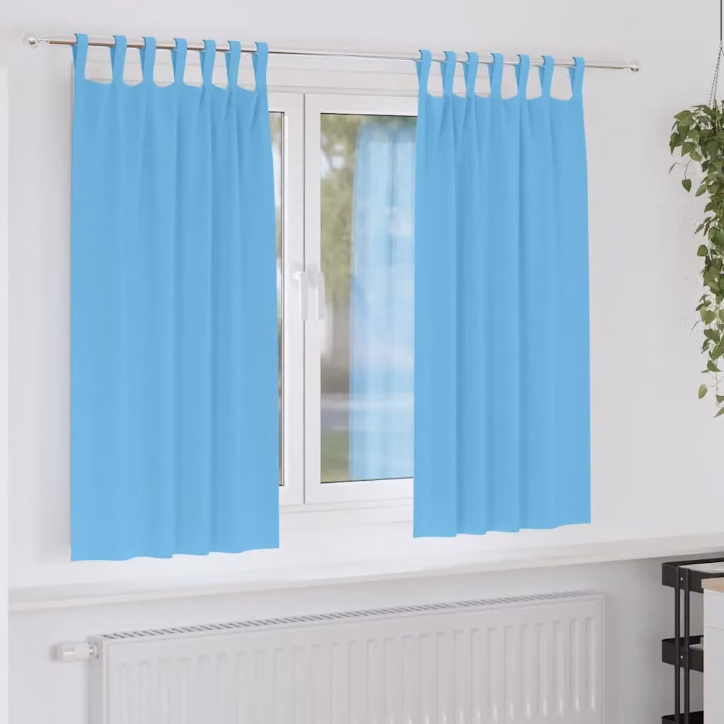 Set di 2 tende blackout vidaXL con anelli in poliestere, colore azzurro, H 175 x L 140 cm