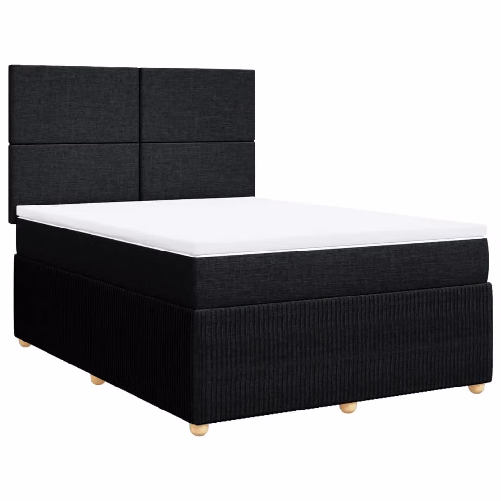 Giroletto a Molle con Materasso Nero 140x200 cm in Tessuto