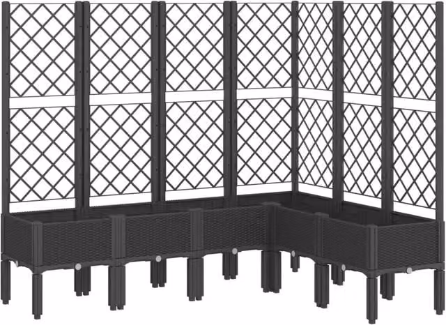 Fioriera | Cassetta per fiori | Vaso da Giardino con Traliccio Nera 160x120x142 cm in PP