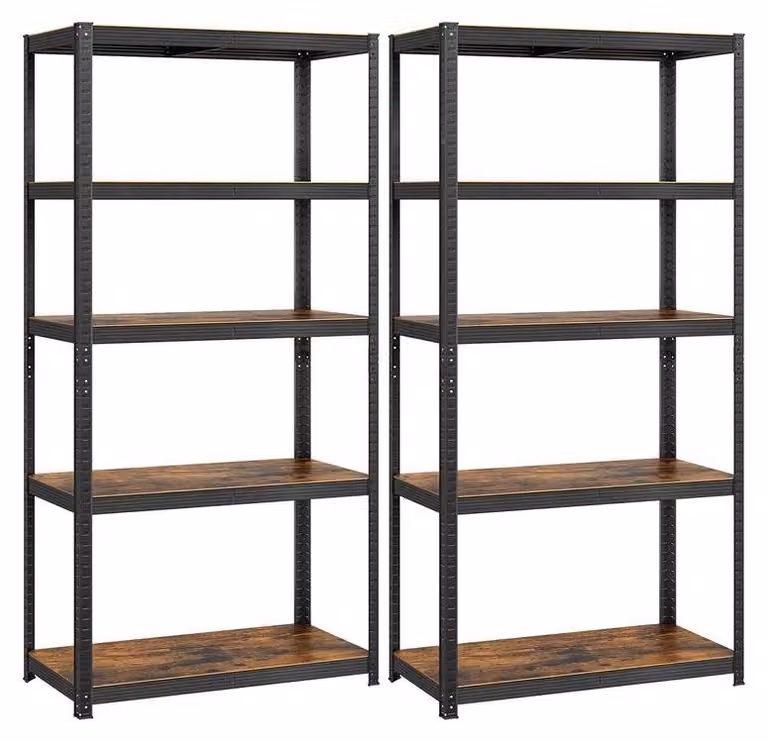 Scaffalatura metallica per magazzino, set da 2 – 5 ripiani – grigio – 50 x 100 x 200 cm