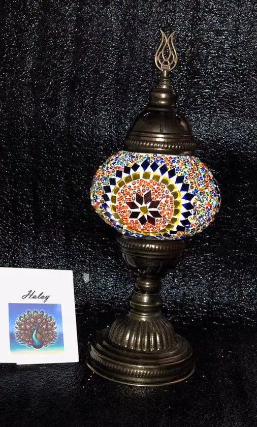 Lampada turca Sfeerlamp realizzata a mano con mosaico colorato e perline – Lampada da tavolo orientale per un'illuminazione suggestiva