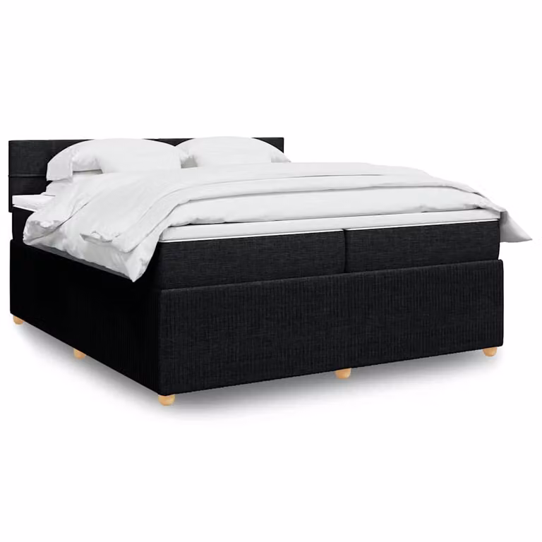 vidaXL Giroletto a Molle Ibrido con Materasso in Tessuto Nero 200x200 cm
