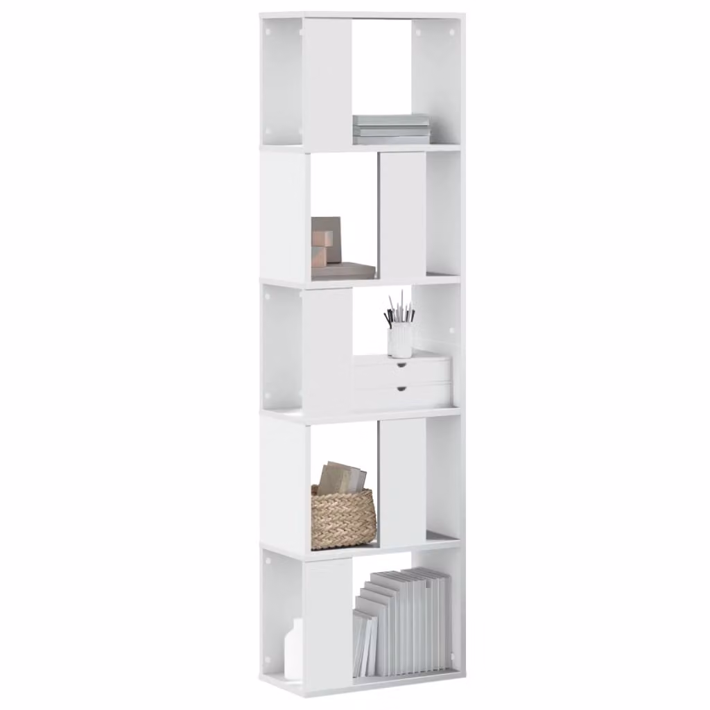 Libreria moderna vidaXL con 5 ripiani in legno bianco, ideale per soggiorno o ufficio, L/P/H: 45 x 23,5 x 162,5 cm