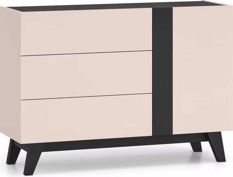 FURNLUX Credenza Freshion Beige e Nero 120cm / Colore principale: Beige / Dimensioni: 120 x 85 x 40 cm