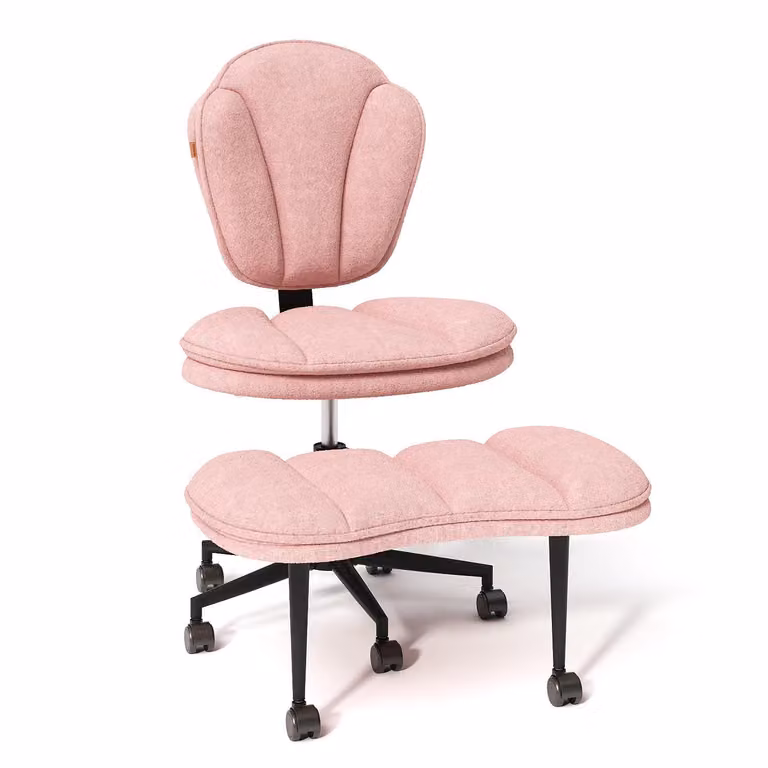 Sedia da ufficio ergonomica, sedia da meditazione ergonomica con ruote e supporto lombare, sedia ADHD, sedia da scrivania, sedia da computer, poltrona da ufficio, rosa