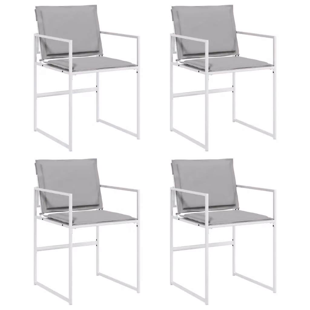Set di 4 sedie da giardino vidaXL in acciaio verniciato a polvere e textilene con cuscini, colore bianco e grigio – 2