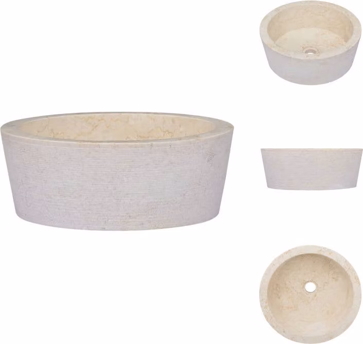 vidaXL Lavabo crema Ø40x15 cm in marmo - Lavabo da bagno
