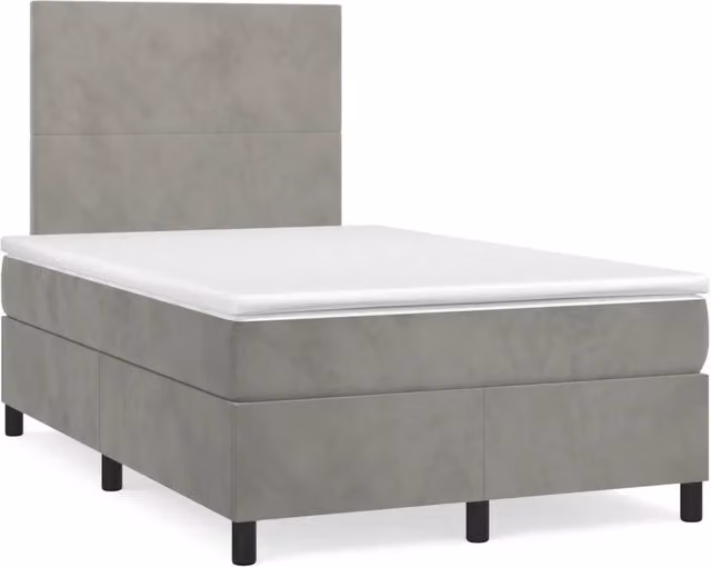 Letto con Giroletto a Molle e Materasso Ibrido vidaXL in Velluto Grigio e Bianco L/P/H: 120 x 200 x 40 cm