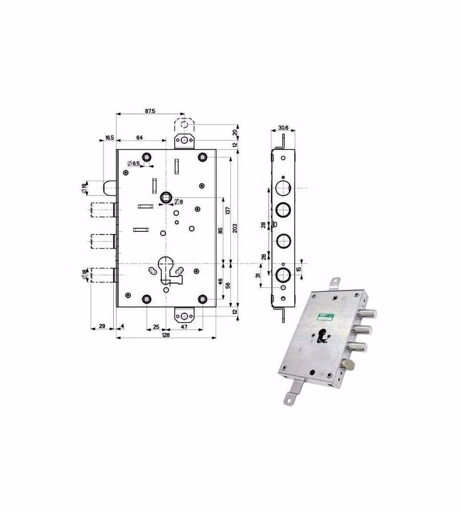 Serratura Sicura Triplice Int 37 82571 Mottura