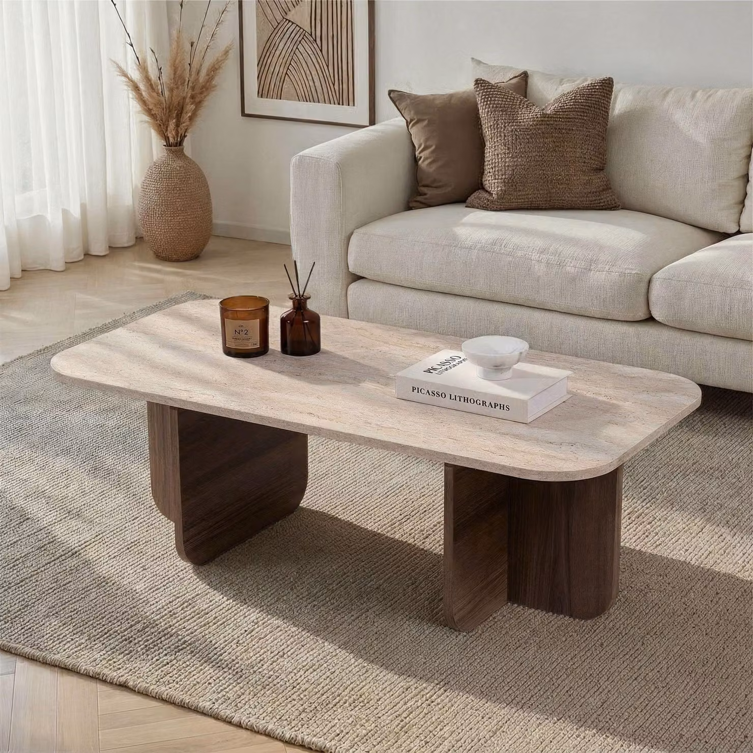 Skye Decor, Tavolino da caffè di alta qualità (3 pezzi), finitura "Rovere Sapphire", 100% melaminico, 120 cm