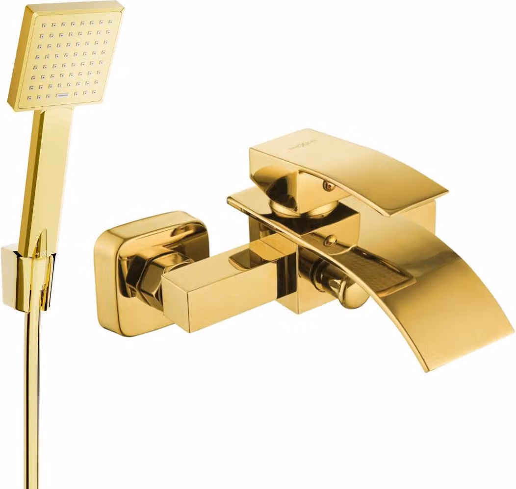 Mexen Aries R45 rubinetto per vasca con set doccia, oro - 74483R45-50