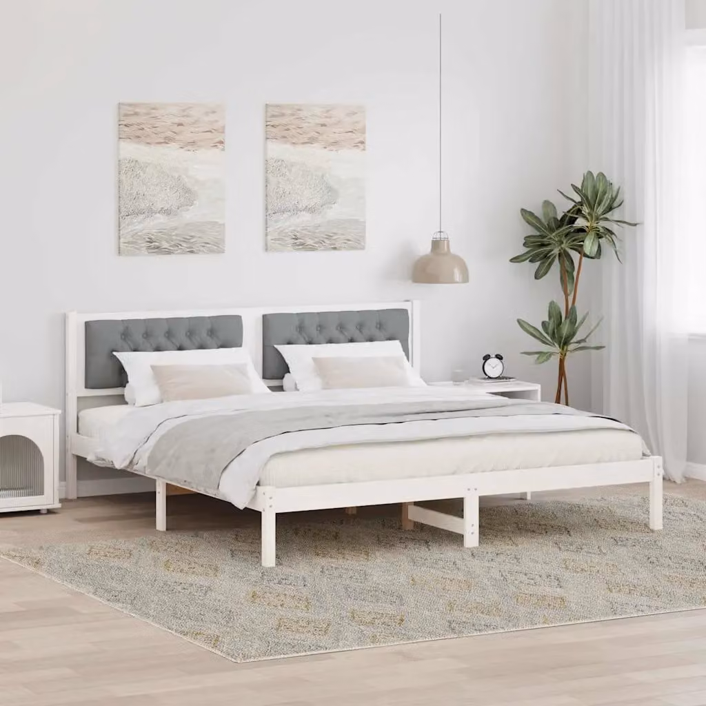 Struttura del letto vidaXL in pino massello laccato grigio chiaro 160 x 200 cm – 1