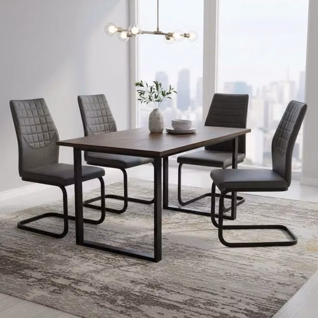 Set di 4 sedie moderne DMORA in velluto grigio e nero con struttura in metallo nero opaco