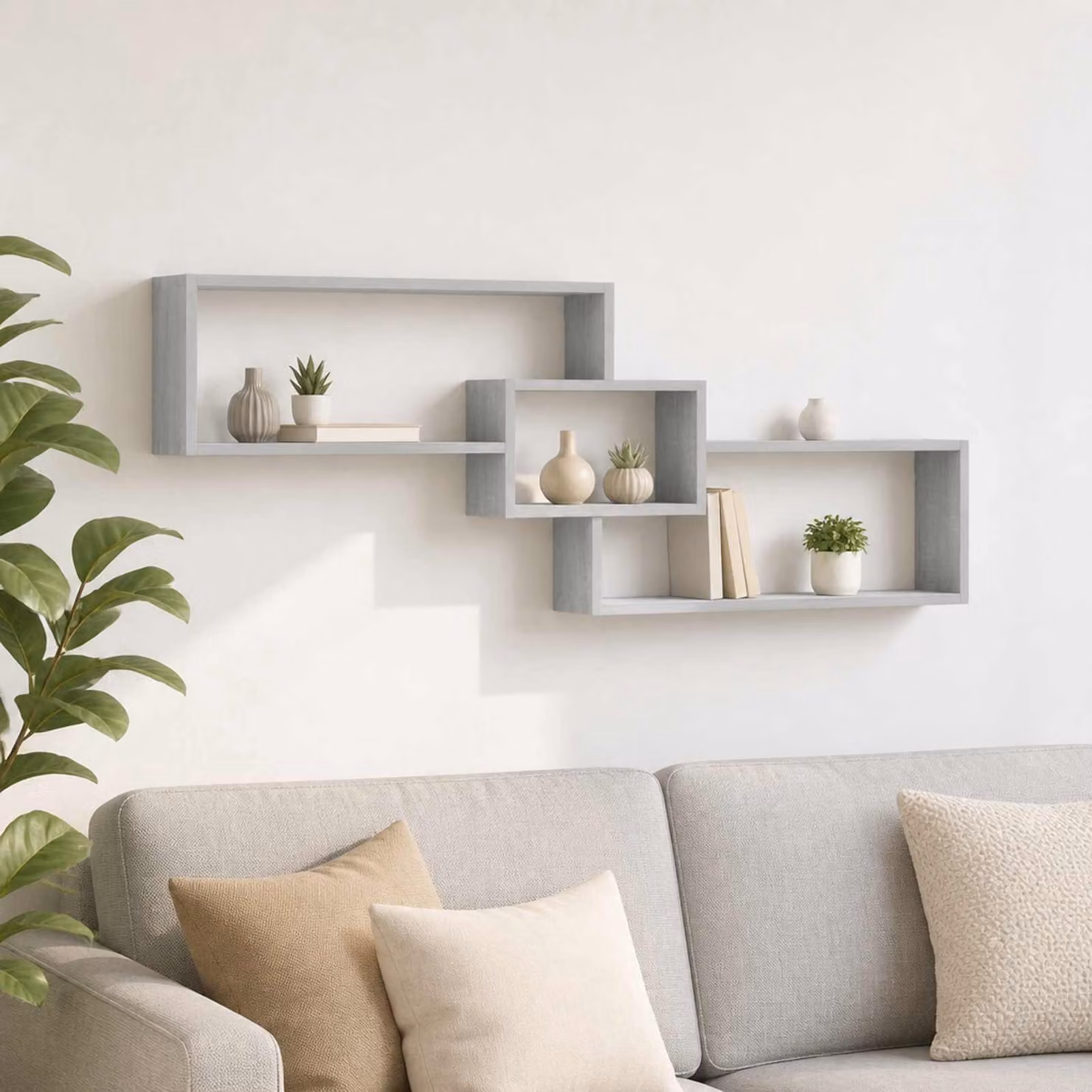 Scaffale da parete moderno vidaXL in legno grigio L: 158 cm, P: 53 cm, H: 17 cm