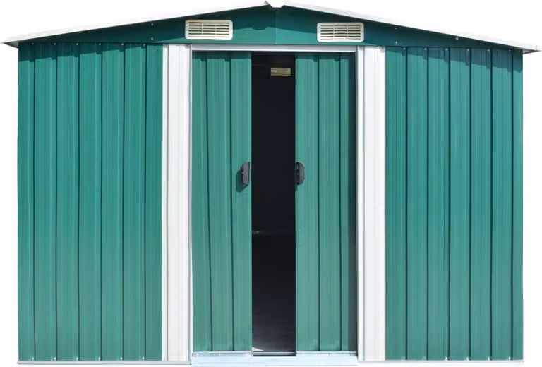 Casetta da Giardino 257x392x181 cm in Metallo Verde