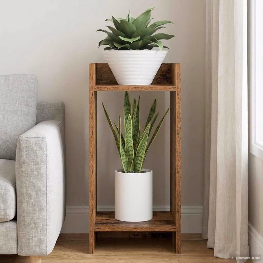 vidaXL Supporto per piante in legno marrone antico L/P/H: 30 x 30 x 60 cm