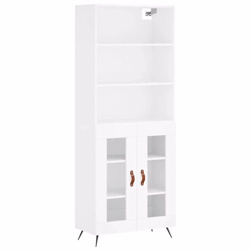 Credenza moderna bianca vidaXL in legno e metallo L: 69,5 cm, P: 34 cm, H: 180 cm – 2