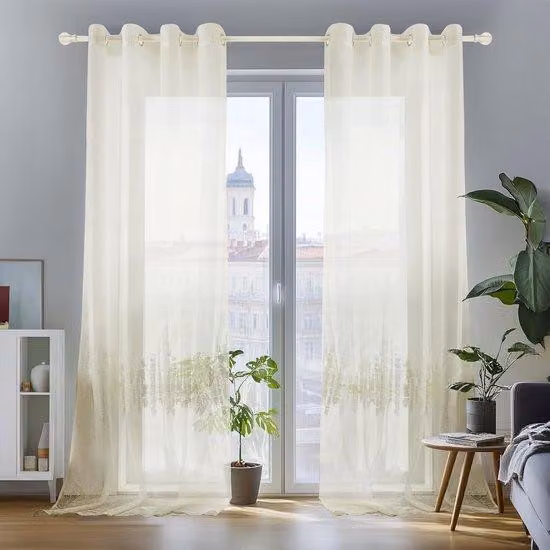 Lampadari trasparenti color beige con anelli - Lampadari per soggiorno/camera da letto - 2 pezzi - 140x240 cm