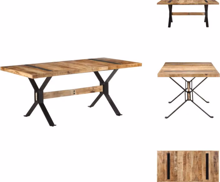 vidaXL Tavolo da pranzo 180x90x76 cm Legno di mango grezzo - Tavoli da pranzo