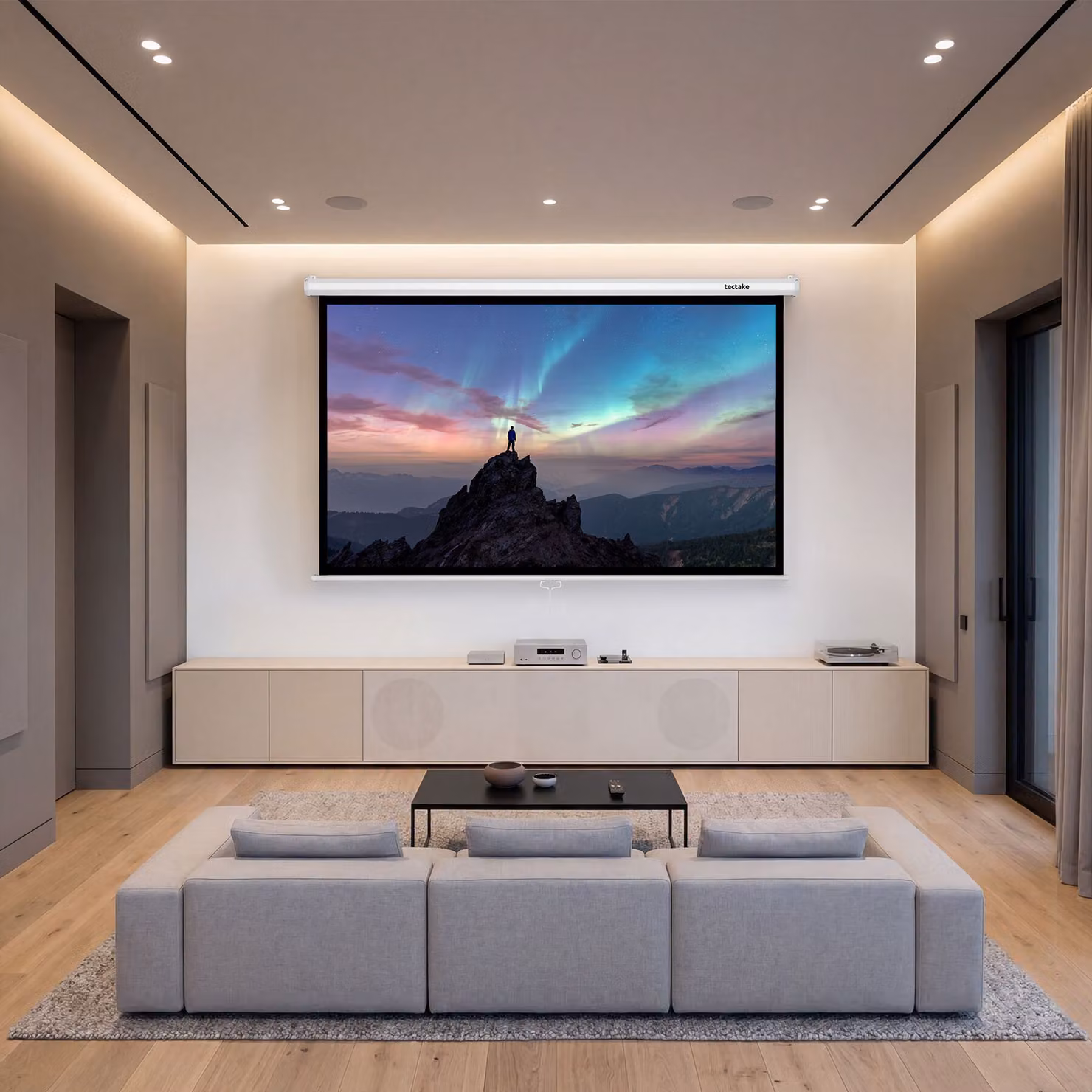 Schermo per proiettore TecTake GmbH Cinema 16:9 4K UHD bianco per parete o soffitto – 1