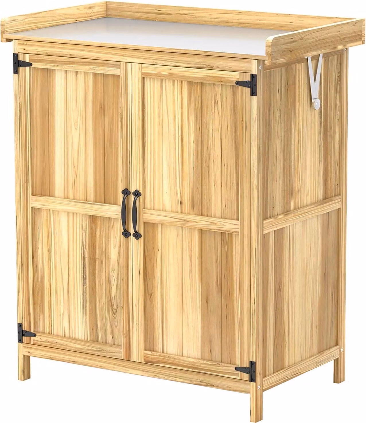 Armadio da giardino in legno, casetta per attrezzi resistente alle intemperie 74x43x88 cm, casetta per attrezzi con ripiani sul tetto pieghevoli, piano di lavoro, armadio per attrezzi, casetta da giardino armadio per attrezzi casetta da giardino per giard