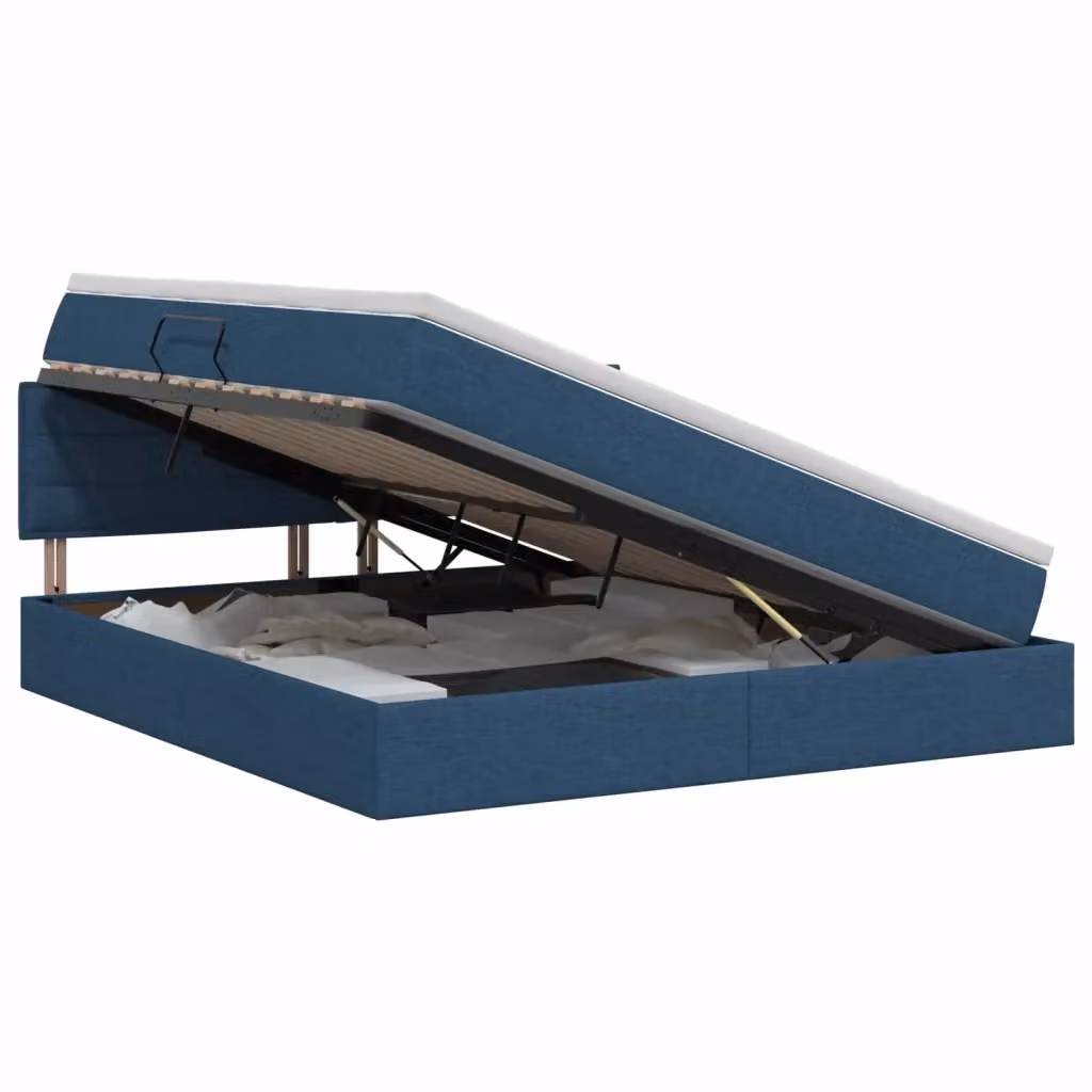 Letto con contenitore e materasso vidaXL in velluto blu, L/P/H: 180 x 200 x 88 cm – 2