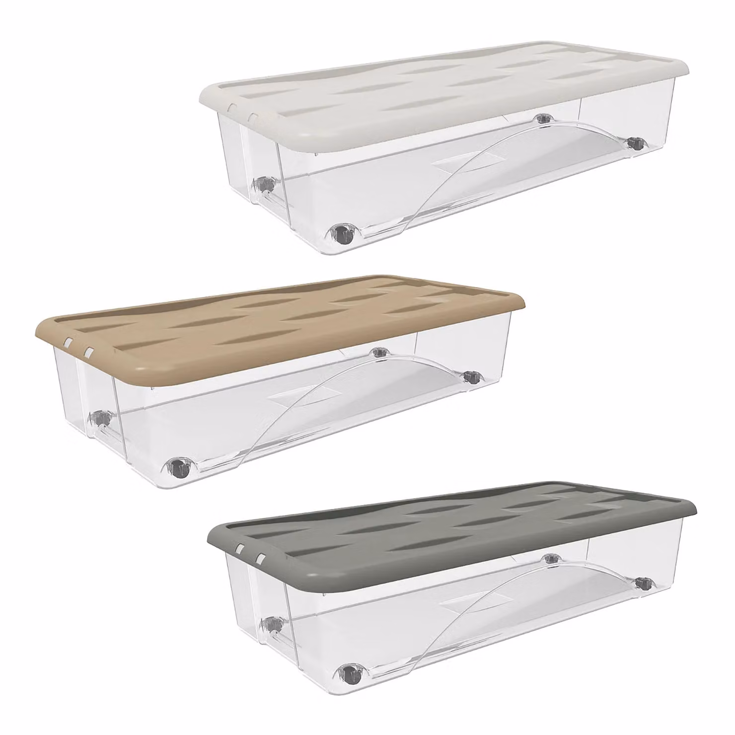 Contenitore Multiuso Storage Box Dune RECA PLAST con ruote e coperchio, Trasparente, 40 litri, H: 17 cm, L: 80 cm, P: 40 cm – 1
